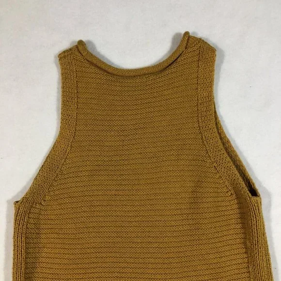 Madewell Womens XXS Chunky Knit Sweater Tank Top Ribbed Fall Gold Mustard - Picture 5 of 10